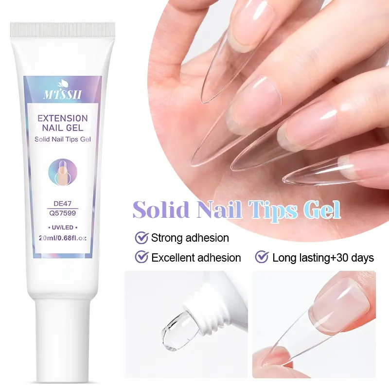 MTSSII 20ml Solid Nail Tips Gel, Nail Extension Gel, Nail Patch Adhesive, Professional Nail Art Tool, Nail Art Supplies, Strong Hold for Fake Nails, Easy Application & Removal