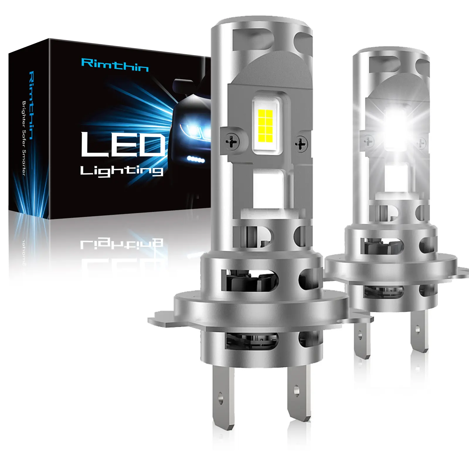 Rimthin H7 LED Headlight Bulbs 6000K Cool White 6Ow16000LM IP67 Pack of 2 High/Low Beam Bulbs, Pack Of Two