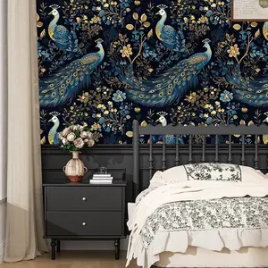 Plant Forest Pattern Self-Adhesive Wallpaper, DIY Removable Peel and Stick Natural Style Wallcovering, Ideal for Living Room Bedroom Kitchen Decor, Peel and Stick Designs