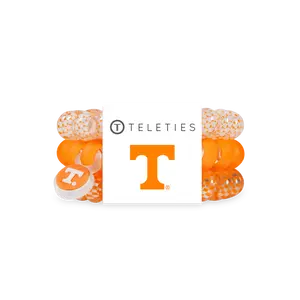 TELETIES - Go Vols! - University of Tennessee Large Hair Ties - Strong Grip - No Rip - Reduces Headaches