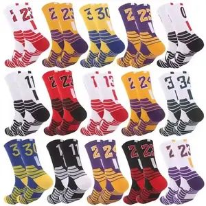 3/9 Pairs of Men's Thick Anti Slip Sports Socks Basketball Socks Football Socks, Anti Slip, Breathable, Fast Drying, Suitable for Outdoor Cycling, Hiking, Running, Playing Ball and As Gifts