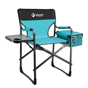 #JumpstartSale VILLEY Heavy Duty Directors Chair, Folding Camping Chairs, with Cooler Bag Portable Foldable Chair, for Camp Tailgating Lawn Picnic Fishing Beach, Supports 400 LBS