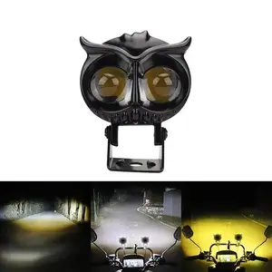 FCCEMC Motorcycles Led Headlight spotlight Car Dual Color Owl Fog Light for car Scooter Auxiliary Lamp motorcycle Accessories lights Motorcycle Headlights