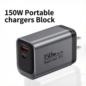 USB C Charger Block 2Port whit USB-A Type-C 150W GaN Super Fast Charging Block Fast Charging Adapter for MacBook iPhone Laptop Samsung Galaxy iPad Android