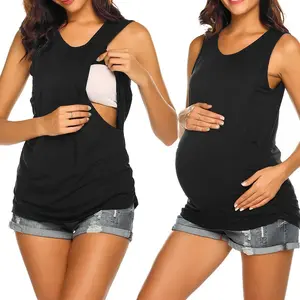 Maternity Tank Top Women Pregnancy Clothes For Breastfeeding Sleeveless Vest T-shirt Maternity Wear Camiseta Lactancia