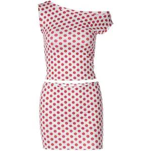 One Shoulder Mini Dress Slim Fit Bodycon Retro Print Stretch Fabric