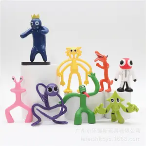 8Pcs Rainbow Friends Anime Figure Cartoon Model Game Character Pink Blue Monster Statue Cake Ornaments Toys