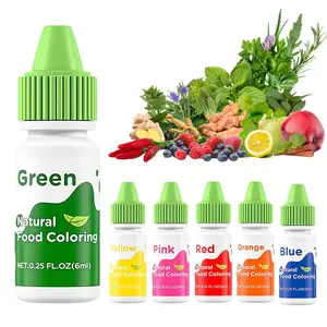 6 Natural Liquid Food Coloring 6ml/bottle, Vibrant Food-Grade Dye-Free & Vegan, Baking Supplies for Cake Icing, Frosting, Cookies & Desserts Cream Nata