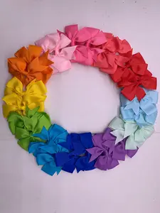 24pcs Cute Bow Bowknot Hair Clips Set, Handmade Colorful Satin Ribbon Bows, Sweet Girls Accessories for All Seasons, Daily Wear Headbands