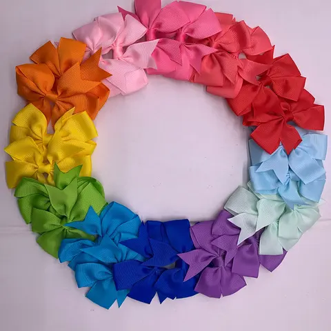24pcs Cute Bow Bowknot Hair Clips Set, Handmade Colorful Satin Ribbon Bows, Sweet Girls Accessories for All Seasons, Daily Wear Headbands, Super Cute Clips