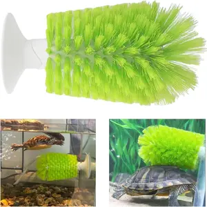 Turtle Brush with Suction Cup for Tank Scratches - Back Scrub and Shell Cleaning for Red Eared Slider - Exfoliate and Remove Scutes (Grey)