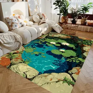2D Visual Illusion Rock Pool Pattern Carpet Suitable for Living Room Rugs Bedroom Office Home Decor Floor Mat Summer Cool Style Home Decorations