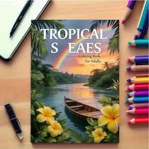 Tropical Sea Coloring Book, 24 Sheets, 120gsm Thick Paper, Adult Relaxation, Holiday Decor, Creative Fun, Cute Design, Art Illustrations