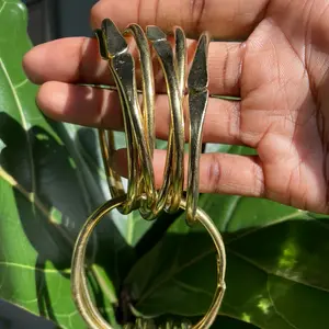 Minimalist cuff bangles | African brass stacking bracelets| gold-colored arm cuffs boho style