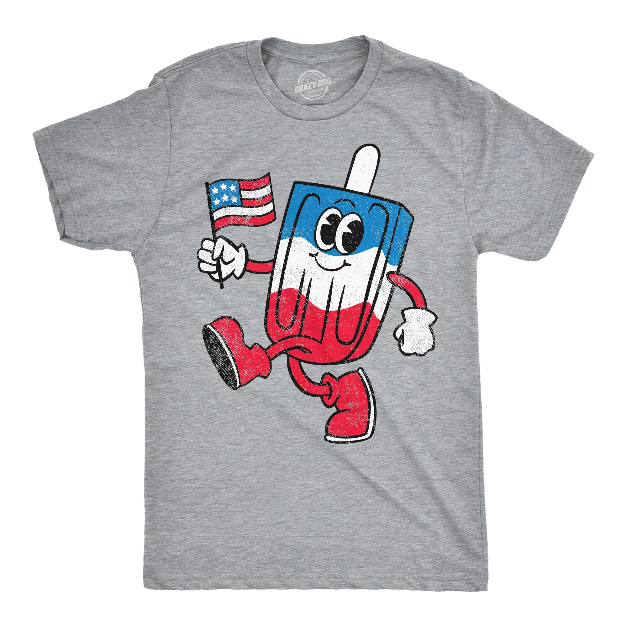 Mens Funny T Shirts USA Popsicle Sarcastic Fourth Of July Graphic Novelty Tee for Men Mens Funny T Shirts Cool Vintage Fashion T-Shirt Gift Classic Menswear Patriotic Apparel for Men Novelty Tees for Guys Light Grey