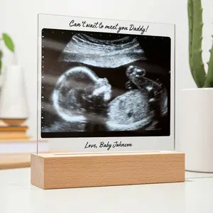Personalized Baby Ultrasound Photo Acrylic Plaque - Baby Announcement, First Father's Day Gift for New Dad, Pregnancy Gift for Husband/Daddy