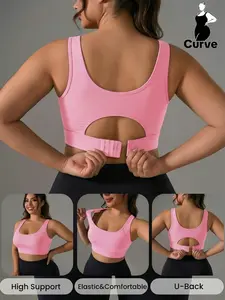 Plus Size Women's Shockproof Sports Bra, Seamless Quick-Dry Sweat Absorption Summer Tops, High Support Breathable Gym Running Vest, Seamless Sports Bras