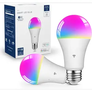 Smart Light Bulbs 100W Equiv., 1350LM 11W Smart Bulb Works with Alexa/Google Home/Smart Life, A19 E26 RGBCW Color Changing, No Hub Required, 2.4G WiFi Bluetooth Bulb, ETL Listed, 2PCS