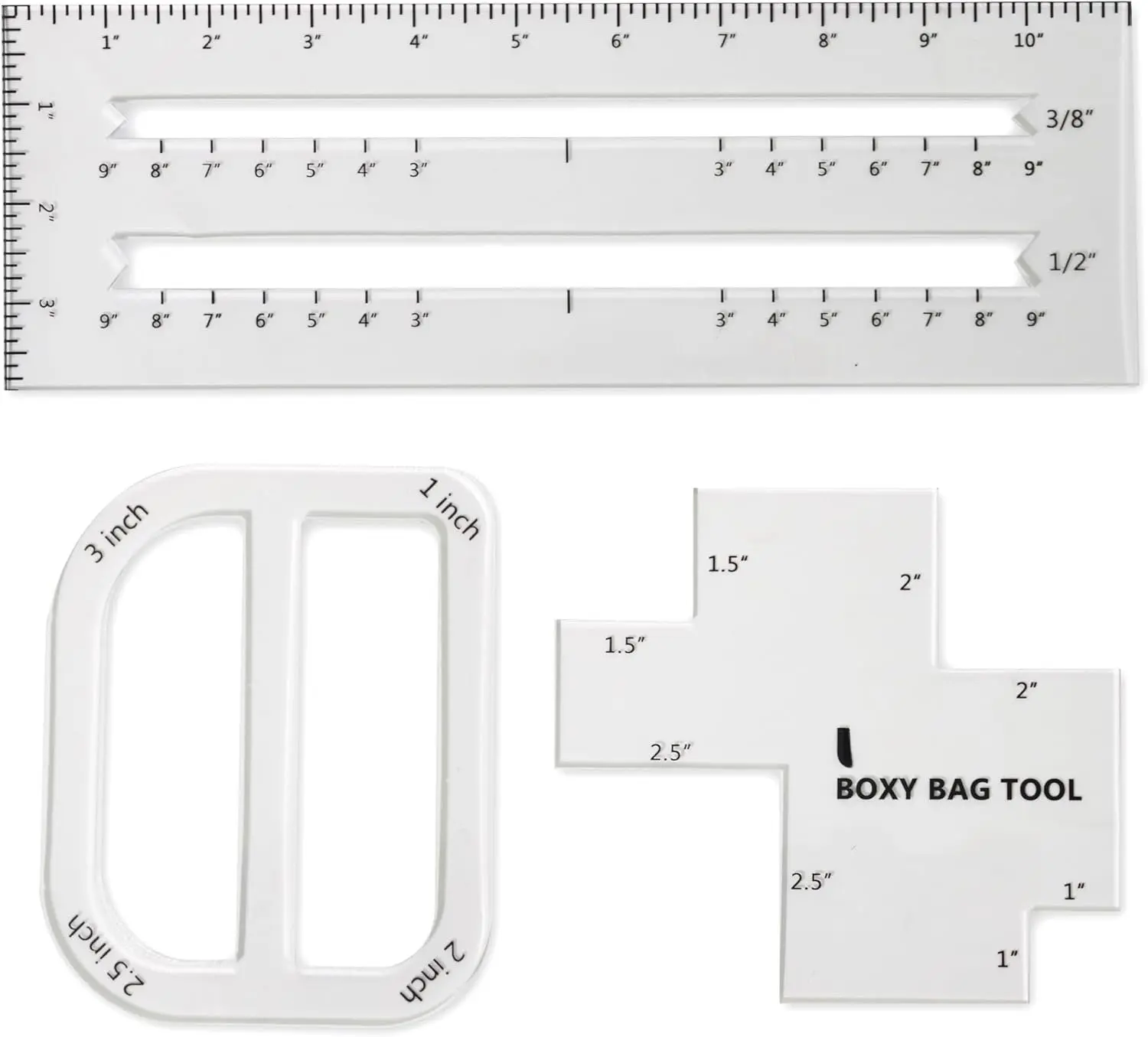 3 count Boxy Bag Making Templates Notion for Beginners, Clear  Sewing Tools Set with Boxed Bag,  Bag, Zip Pocket