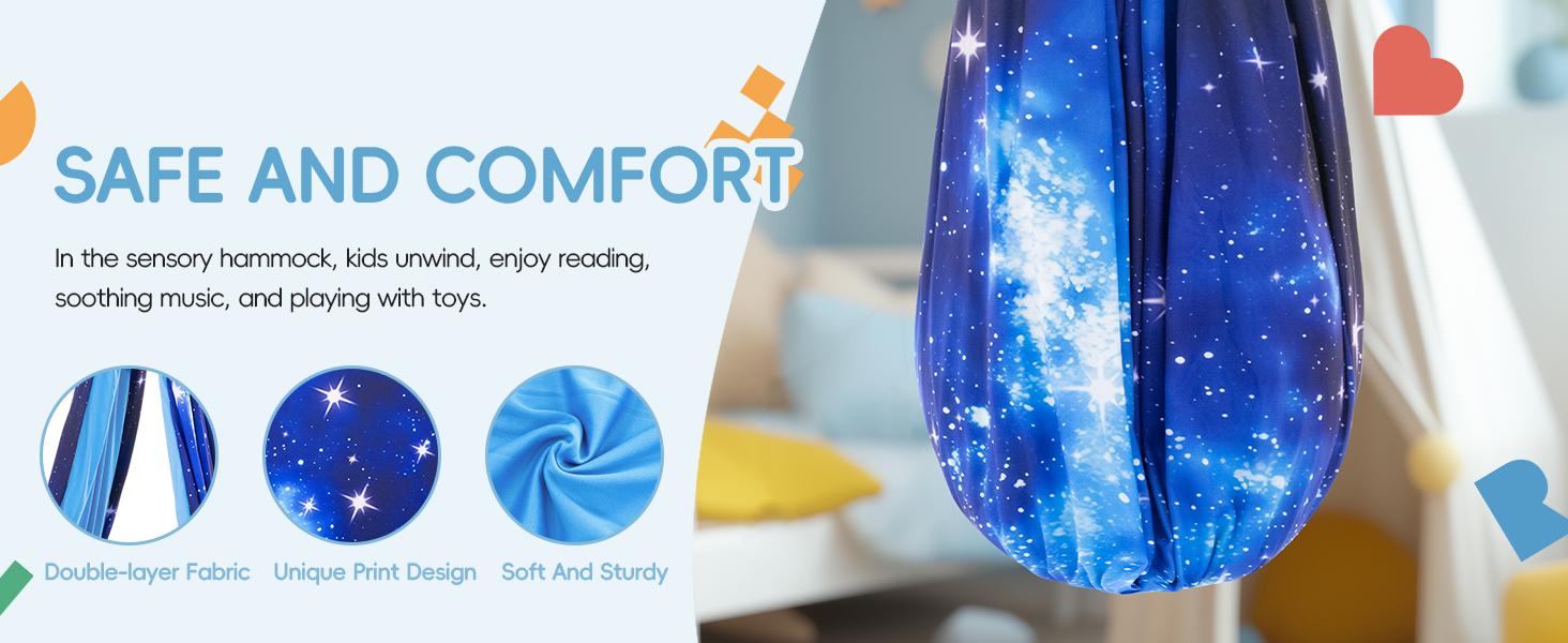 (Summer Turn-Up)OUTREE Sensory Swing for 3+ Years Old - Double-Layered Hammock with 360° Rotating Hanger Kit, Summer Turn Up & Father's Day Deal