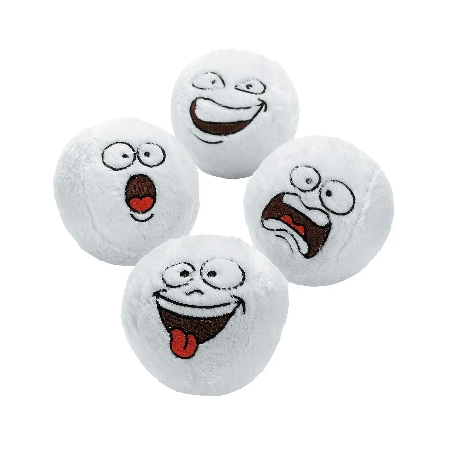 4" Bulk 144 Pc. Mini Funny Face White Stuffed Snowballs