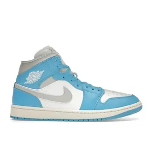 Jordan Women's 1 Mid Dark Powder Blue White Sail Neutral Grey, from StockX