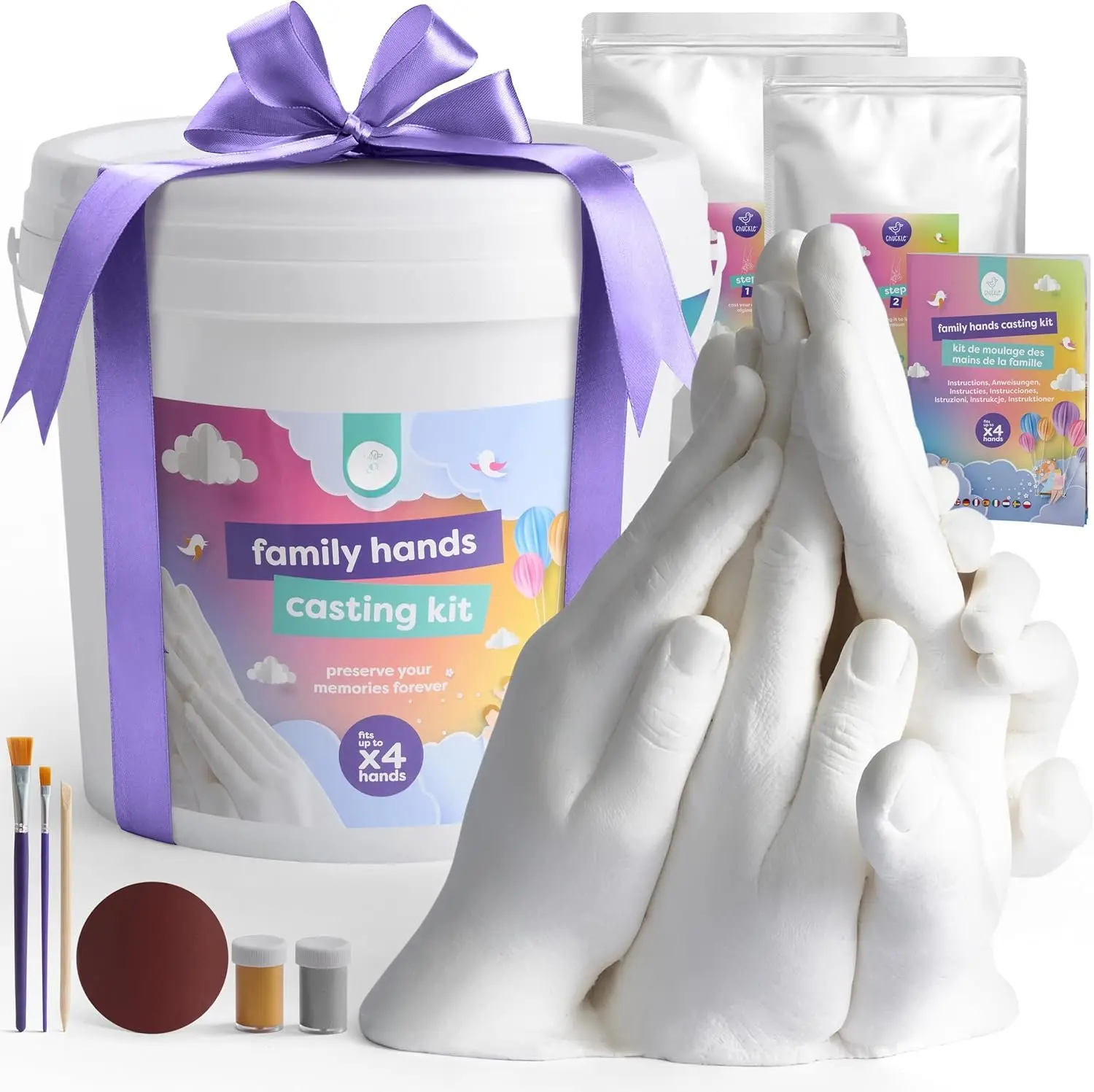 Family Hands Casting Kit - XL  Hand Casting for 4 Hands, High-Quality Materials, DIY Keepsake for Engagements, Weddings, and Family Memories