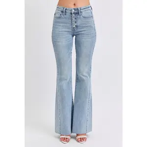 Judy Blue Full Size Mid Rise Rhinestone Side Panel Detail Flare Jeans Plus Size flared