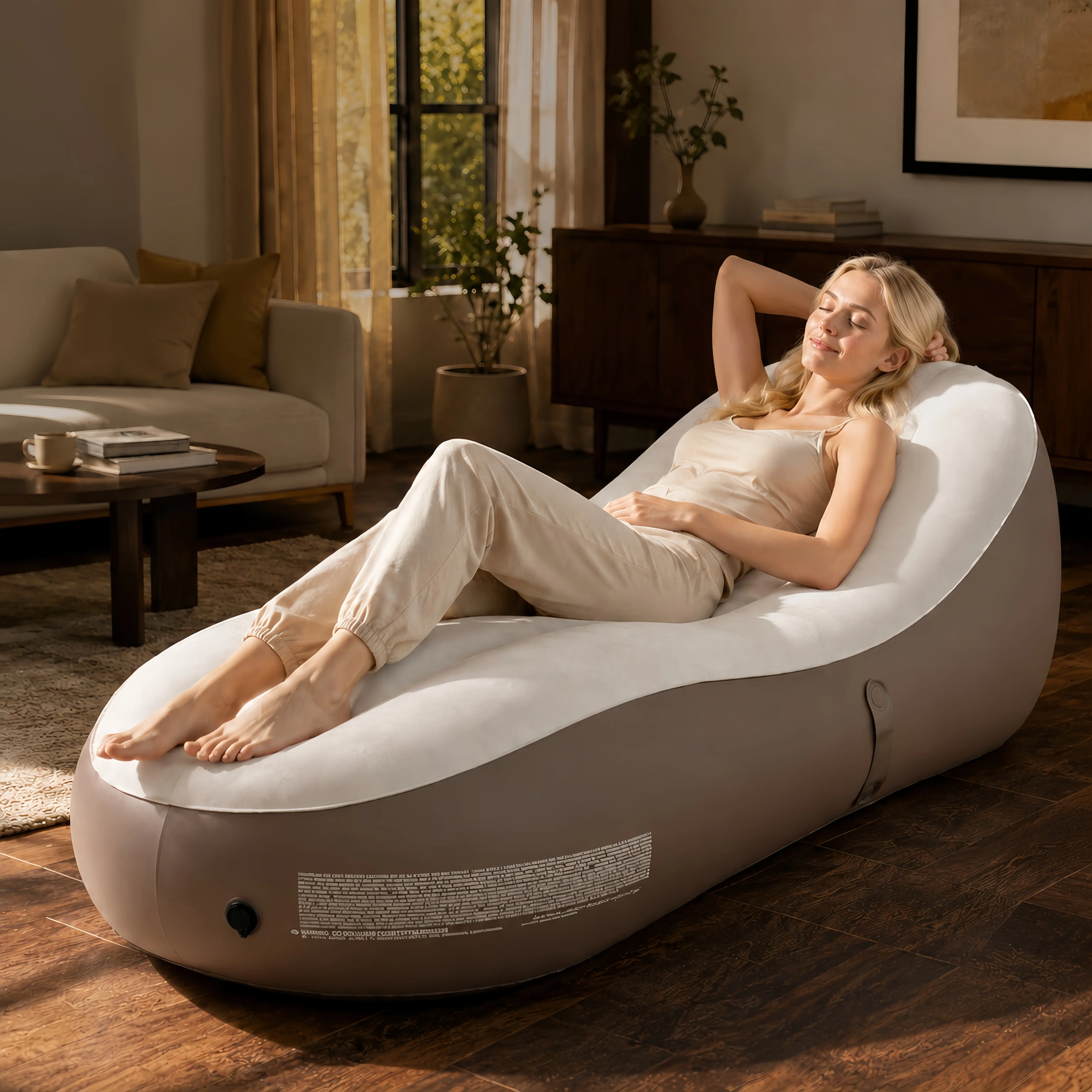 Sofá Cama Inflable Ergonómico 3 en 1, Cama de Aire Cómoda con Respaldo Alto, Ideal para Sala, Invitados y Camping (Sin Bomba)
