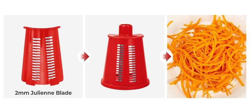 SUSTEAS Rotary Cheese Grater with Handle, 5 Replacement Blades, BPA Free, Built-in Strong Suction Base, 18/10 Stainless Steel Vegetable Slicer Kitchen Utensils