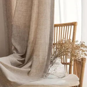 Lightweight Sheer Linen Curtain with Grommets, Modern Semi-Transparent Drapes for Living Room & Bedroom, Natural Linen Material