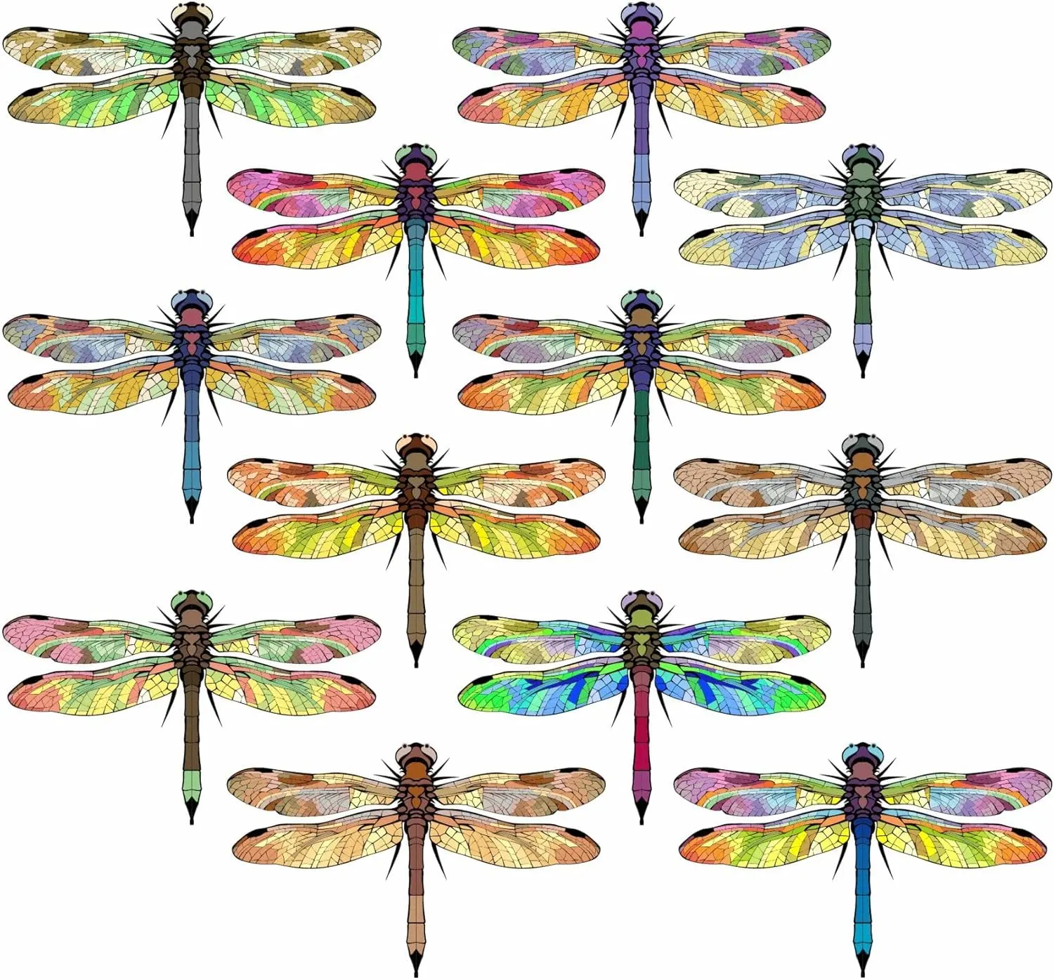 12 Piece Dragonfly Window Cling Decal Set for Bird Safety and Glass Collisions. Preventing Birds Strike. Anti Collision Sticker Home Decor. Decorative Dragonflies. Made in America.