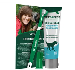 Vet's Best Dog Toothpaste & Dog Toothbrush, Dental Kit, Plaque Remover for Teeth, Whitens Teeth, Freshens Canine Breath, Veterinarian Formula, Finger Toothbrush Included