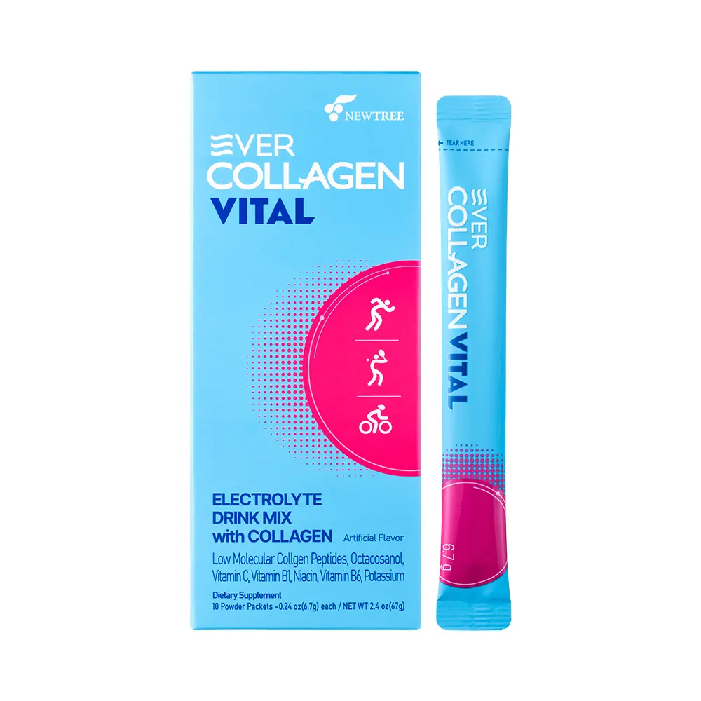 EVER COLLAGEN Vital 10 Days 0.24 oz.(6.7g) x 10ea | Electrolytes Powder No Sugar | Hydration Drink Mix with Hydrolyzed Collagen Peptide Powder | Recovery Drink After Exercise