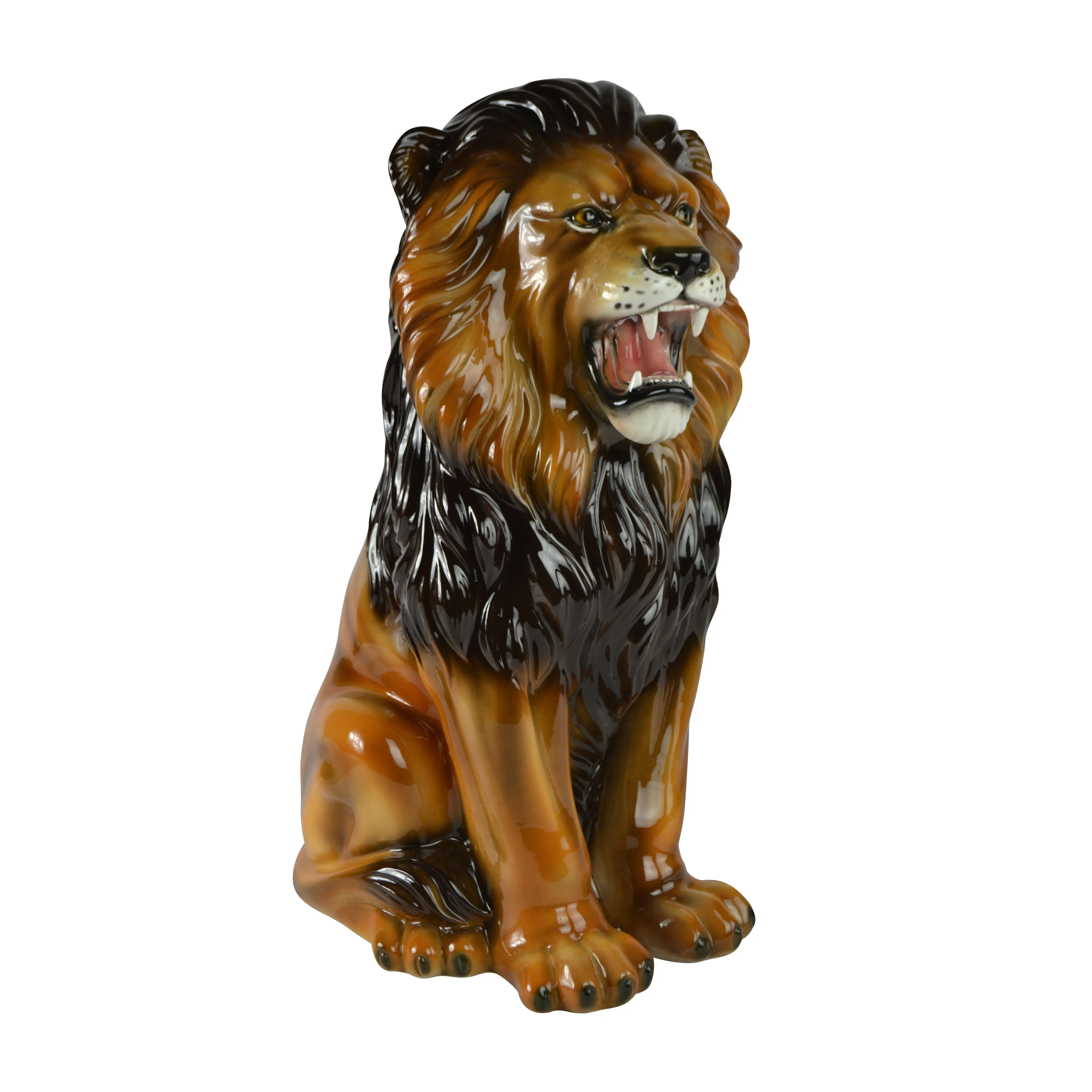 Lion Ceramic Statue  23” Tall Lifelike and Roaring