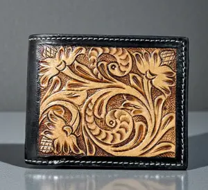 Blossom tooled leather wallet