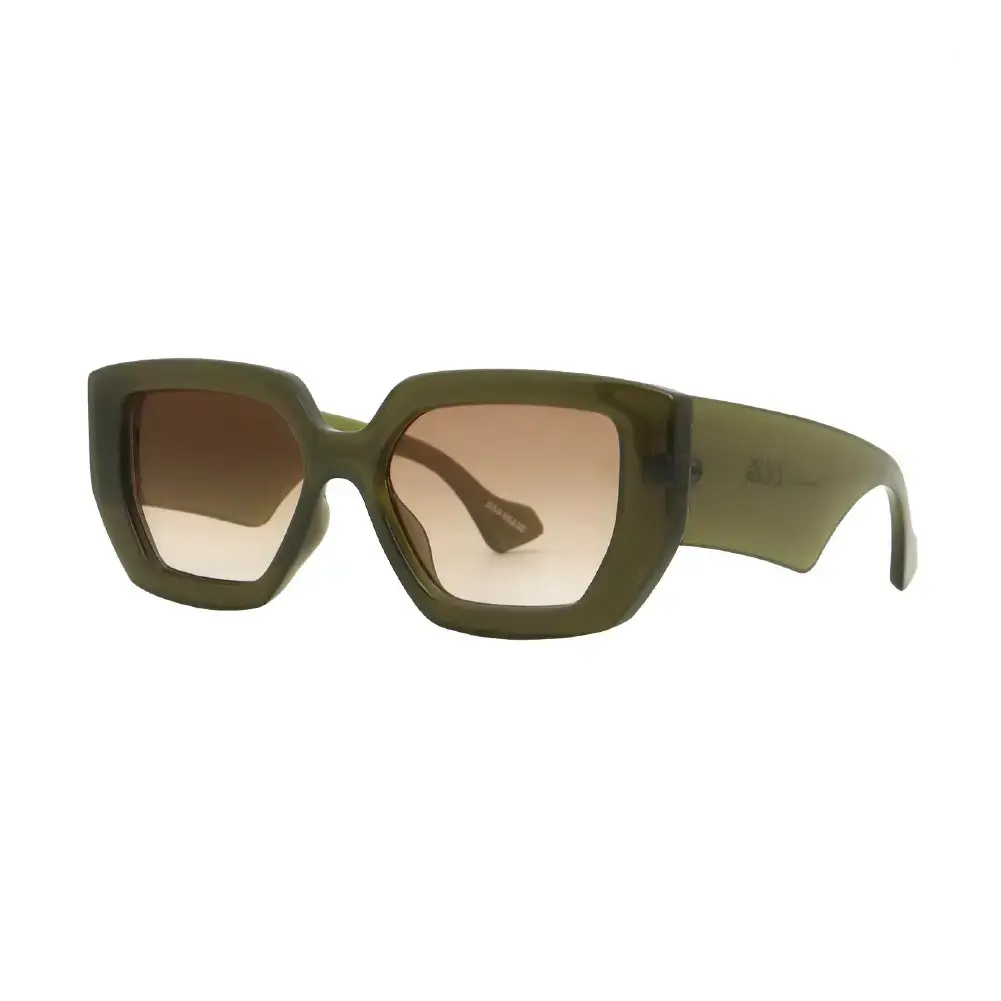 Mad Shade Bold Green Geometric Frame with Brown UV400 Lens - Oversized Retro Sunglasses #16