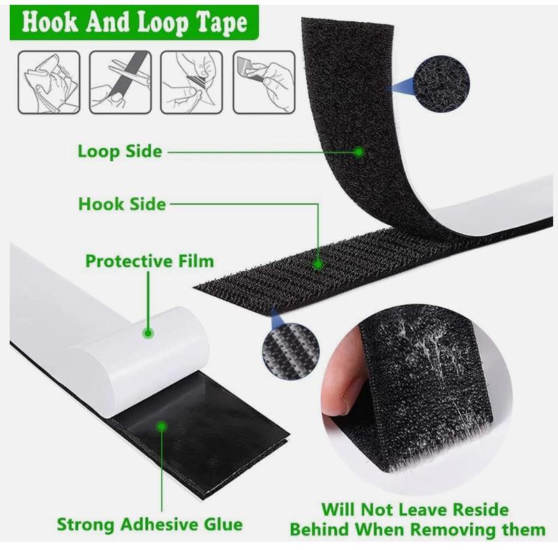 16.4FT Hook and Loop with Strong Self Adhesive Tape Strip Back Fastener Roll US