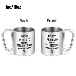 1pc 10oz "No Soy Perfecto Pero Soy Ingeniero" Engineer Coffee Mug, Insulated Stainless Steel Cup for Hot/Cold Drinks, Holds Temp Well, Perfect for Office, Backpacking, Hiking - Hand Wash Only, Shatterproof, Modern Look, Reusable Drinkware