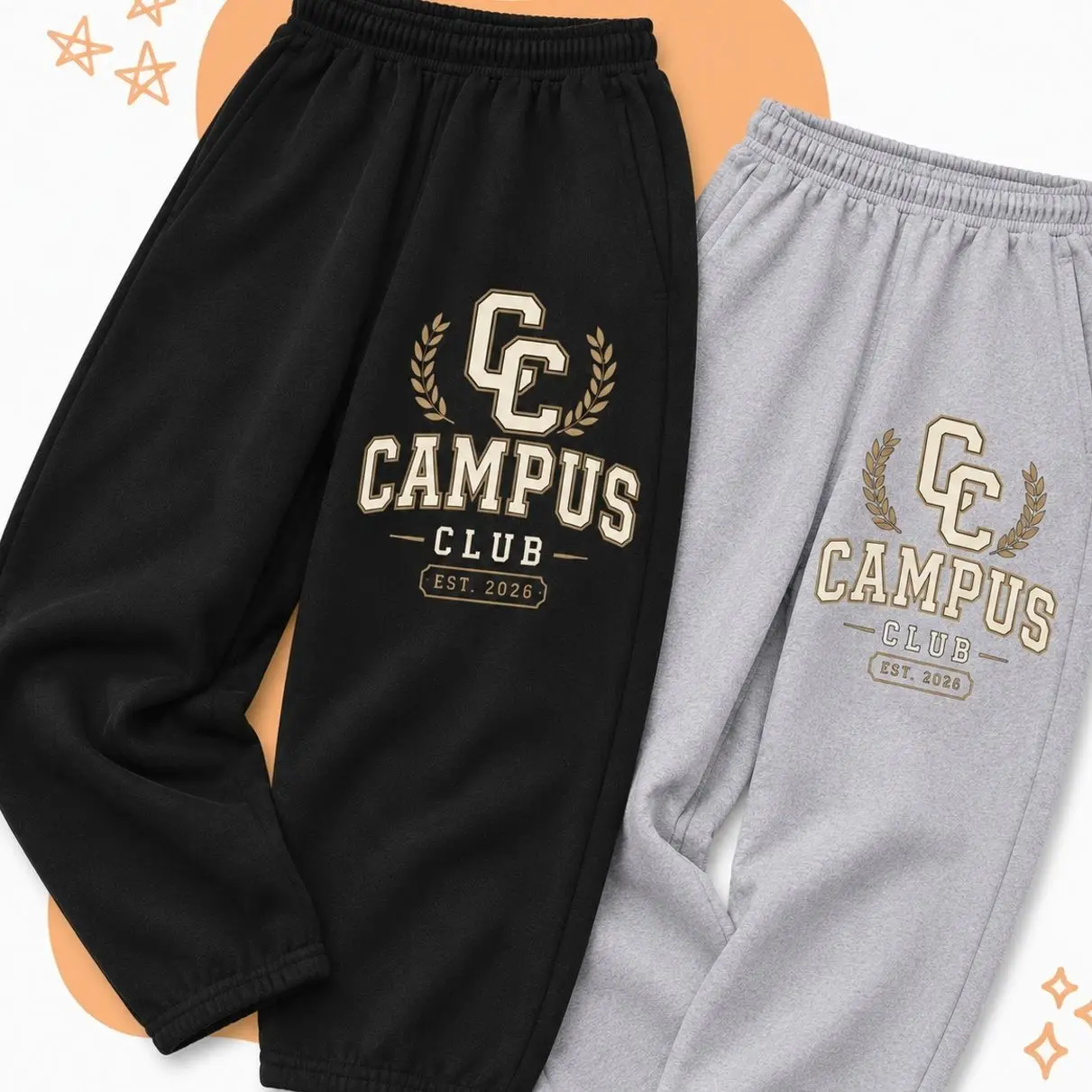 Campus Club Sweatpants for Men and Women, Oversized Fleece Joggers, Soft Cotton Blend, Elastic Waist, Streetwear Y2K Style, Cozy Athletic Lounge Pants, Perfect for School, Gym, Travel, Everyday Casual Wear U
