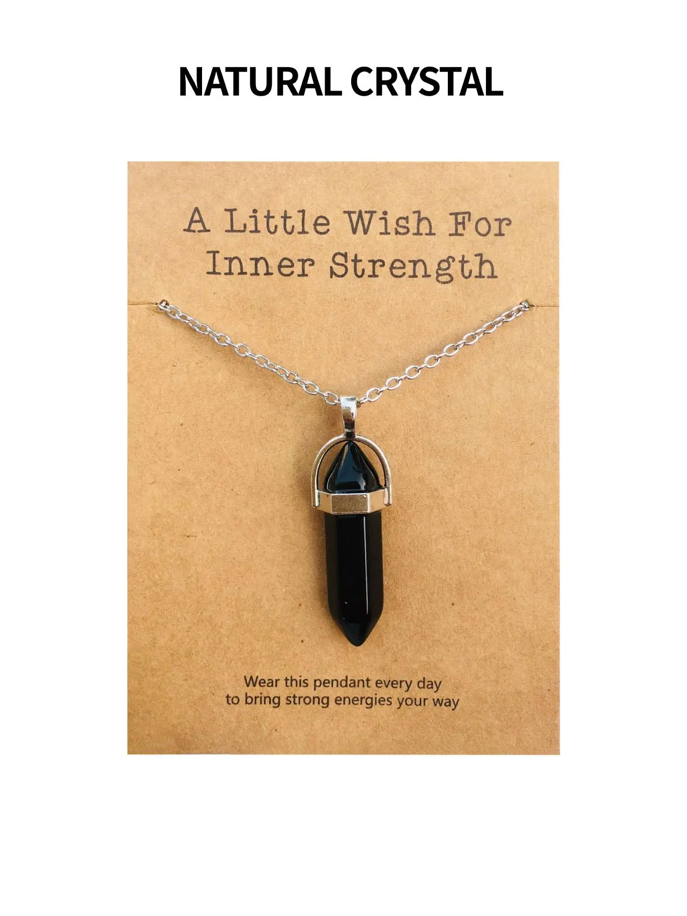 Natural Crystal Stone Necklace, Wish Card Pendant Necklace, Fashion Jewelry for Party, Daily Clothing Decor, Trendy All-match & Exquisite Jewelry for Birthday Gift