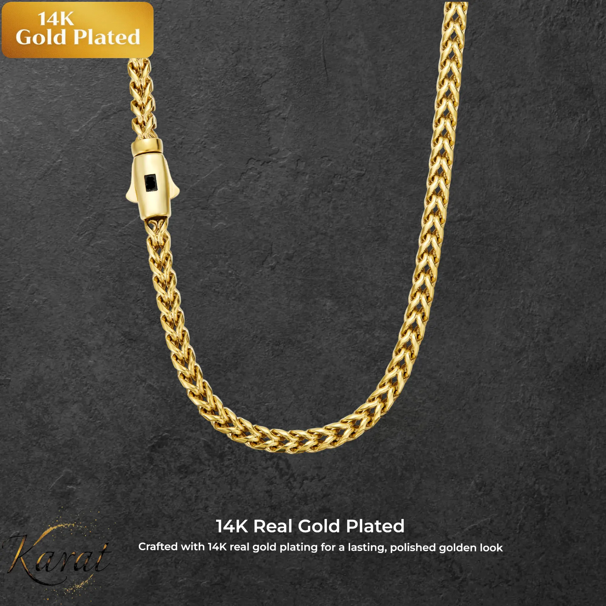 14K Gold Cuban Oval Twisted Chain — Necklace or Bracelet. Width: 6mm. Lengths: 16–30 inches (Necklace); 7.5/8.5 inches (Bracelet). Water-resistant and rust-proof. An ideal gift suitable for wear on all occasions and holidays.