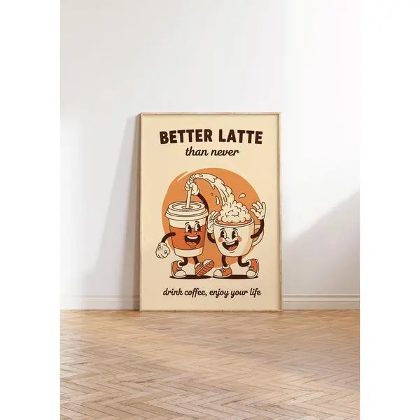 Retro Cartoon Coffee Poster - Vintage Wall Art For Kitchen & Café Decor - Funny Coffee Art Print