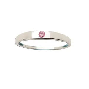 Timeless Sterling Silver Baby Ring with Genuine Pink Sapphire