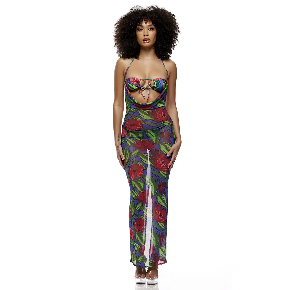 Forplay Amalfi Mesh Pool Maxi Dress - Painted Flora
