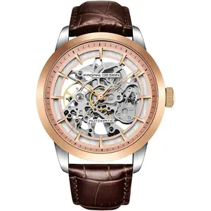 Pagani Design 2024 Men's Automatic Skeleton Watch, self-Winding, Stainless Steel, Leather Strap, Pointer Series, Water Resistant to 100 Meters