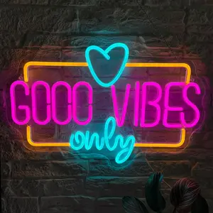 Good Vibes Only Love Neon Signs for Wall Decor Neon Lights Led Signs Suitable for Living Beer Bar Game Room Hotel Birthday Party Restaurant Christmas Unique Gift for Father's Day