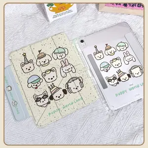 Premium Cute Dog Cartoon Pattern Case for iPad 10/11th/air 4-7/air 13/pro 11/mini 6-7, Magnetic Detachable Design, Clear Sticker-Friendly Back, Multi-Angle Support, Soft Edge Scratch Protection, Tablet Accessories