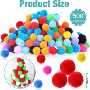 10000 Pcs Multicolor Pom Poms for Crafts 1 cm Fuzzy Craft Balls Polypropylene PP Ideal for Family Classroom DIY Creative Christmas Decorations