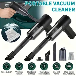 One Handheld Vacuum Cleaner - Portable with Blowing And Suction Features, Side Brushes, Anti-Tangle Hair Design, Low Noise at 40Db, 4.5Kpa Suction Power, Suitable for Cleaning Cars, Keyboards, Laptops, And Office Dust, Includes a Crevice Tool